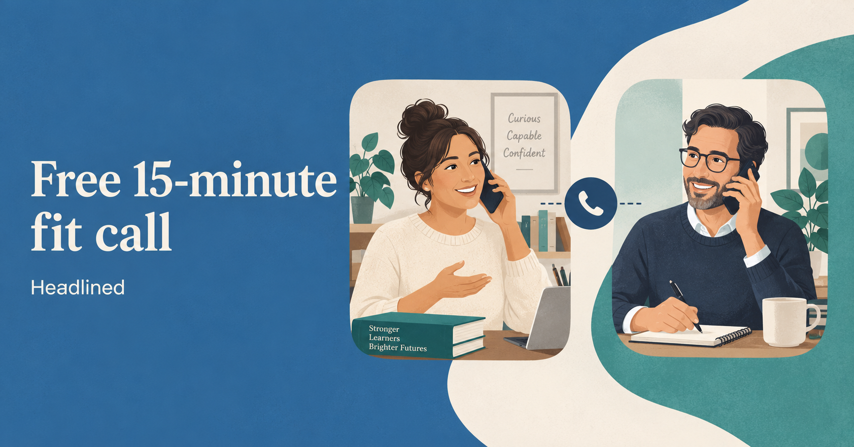 Illustration of a conversation about a learning center